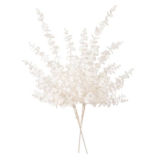 Vickerman 28" White Artificial Eucalyptus Snowy Sprays, 2ct.